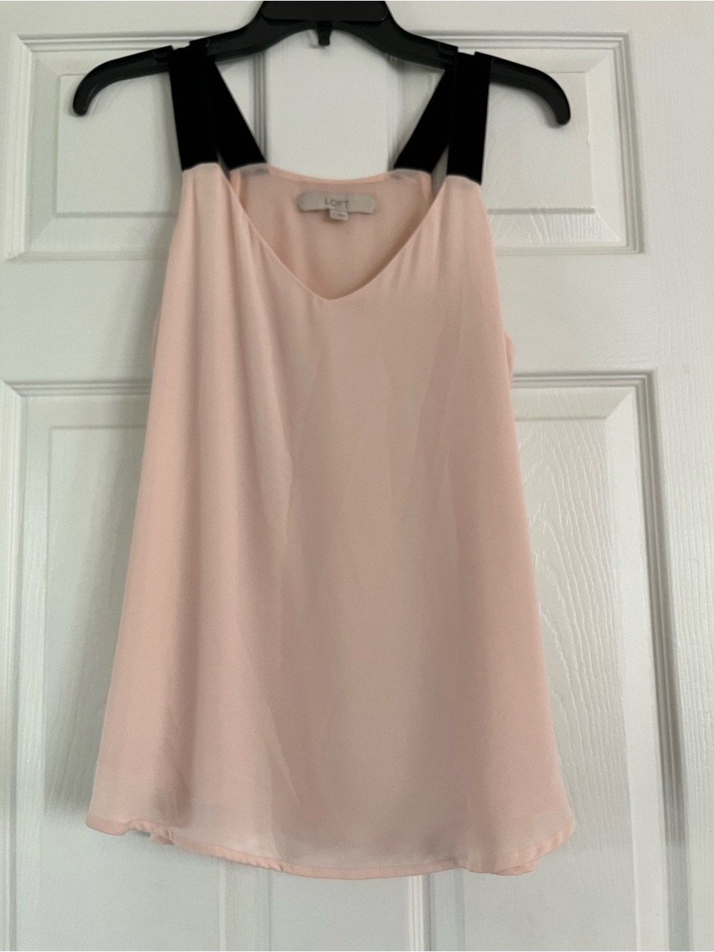 LOFT Blush Pink Chiffon Tank with Black Straps